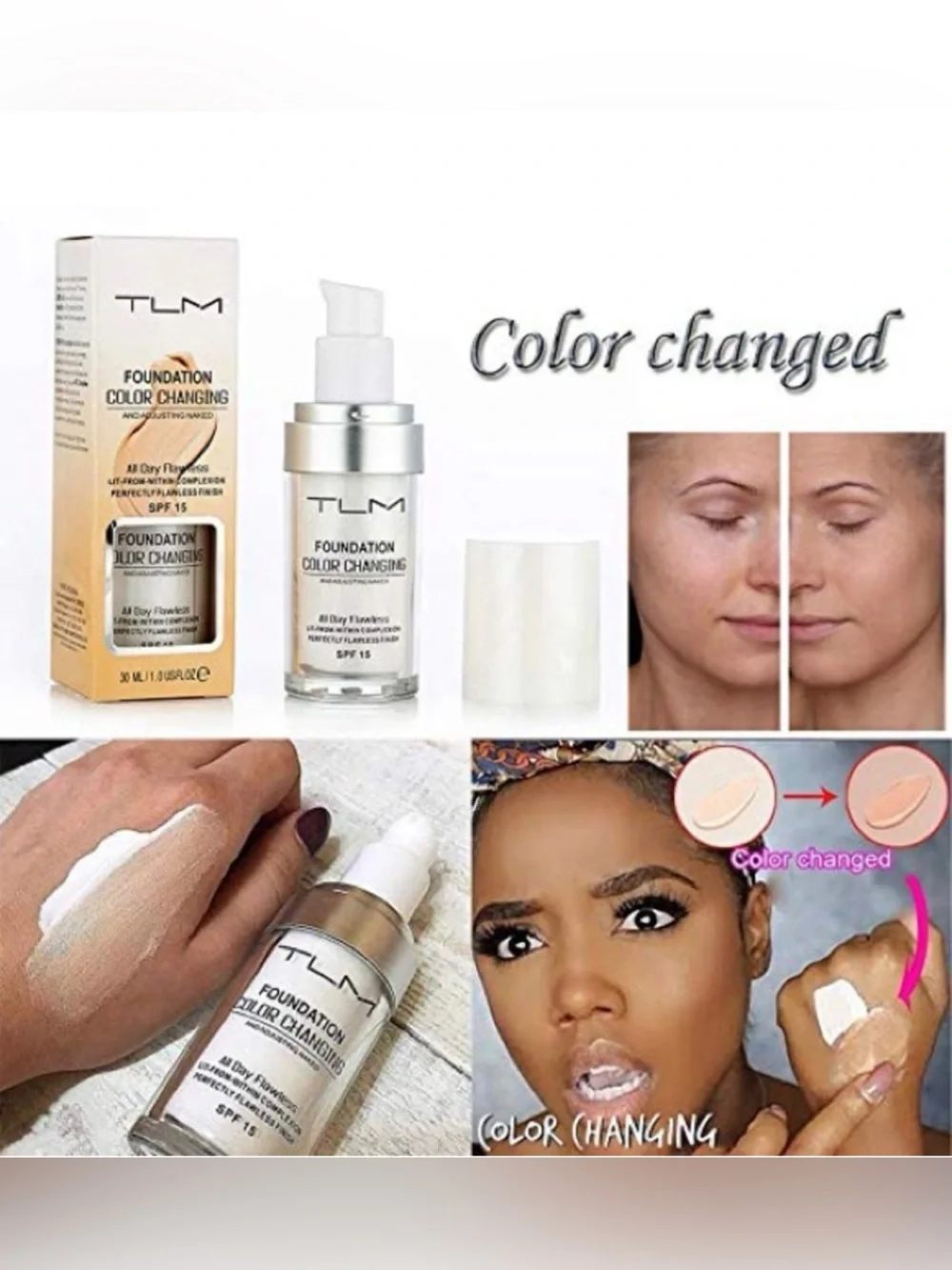 TLM Color Changing Foundation SPF 15 30ML NEW in Box All Day Flawless Finish